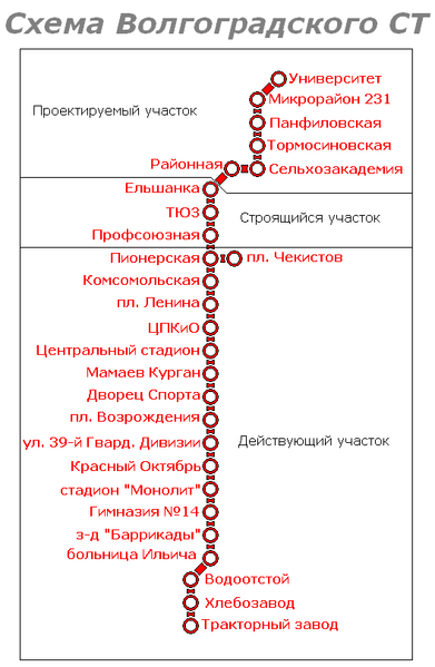 Карта волгоградского метротрама